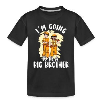 Promoted to Big Brother Construction worker - Kids' Premium Organic T-Shirt - black - Front