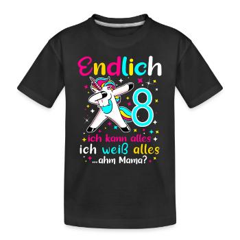 8. Geburtstag Mädchen Geschenk 8 Jahre - Kinder Premium Bio T-Shirt - Schwarz - Vorne