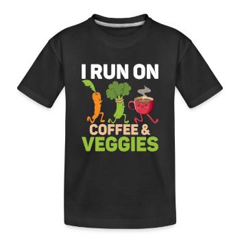 Je cours sur le café et les légumes Veggie Drôle de véganisme - T-shirt bio Premium Enfant - noir - Devant