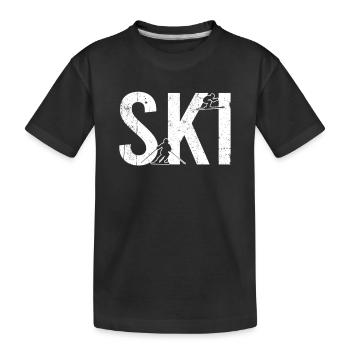 Ski - Kids' Premium Organic T-Shirt - black - Front