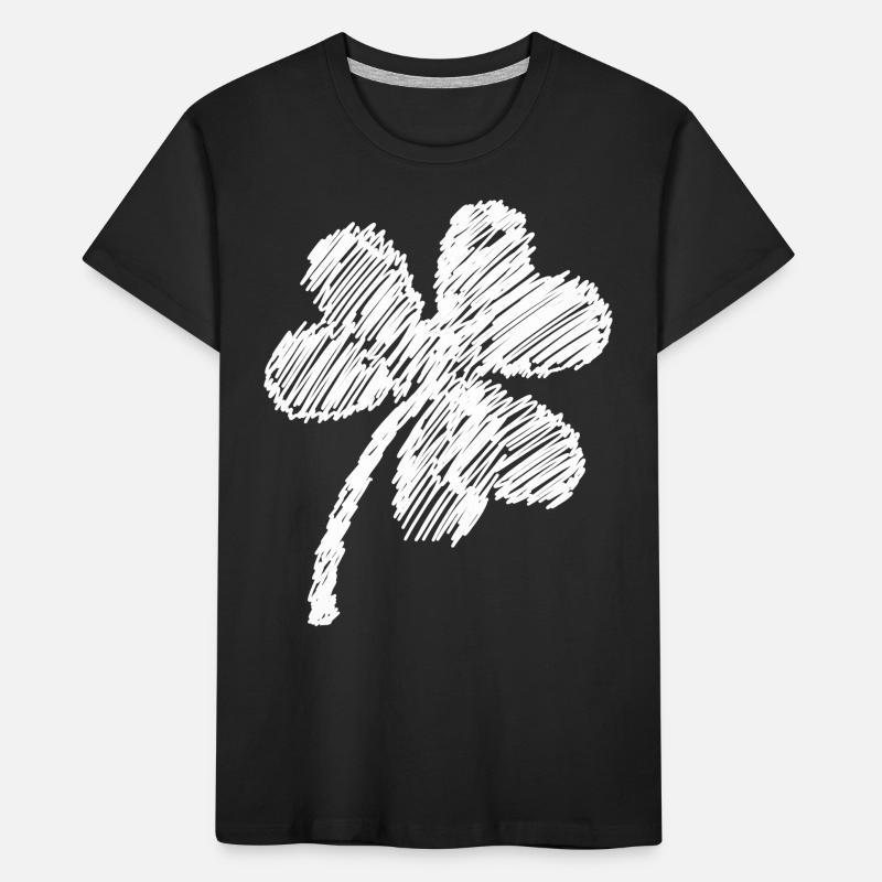 three-leaf clover white doodle Kids' Premium Organic T-Shirt