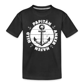 Papitän Papa Kapitän Vatertag Captain Anker Segler - Kinder Premium Bio T-Shirt - Schwarz - Vorne
