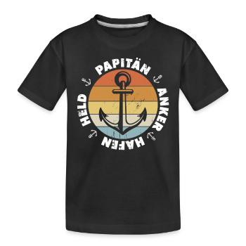 Papitän Papa Kapitän Vatertag Captain Anker Segler - Kinder Premium Bio T-Shirt - Schwarz - Vorne