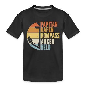 Papitän Papa Kapitän Vatertag Captain Anker Segler - Kinder Premium Bio T-Shirt - Schwarz - Vorne