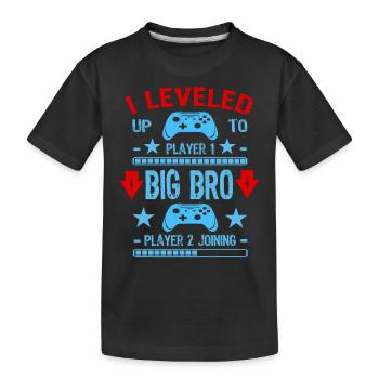 I leVeled Up To BiG brOther Gamer Brothers - Kinder Premium Bio T-Shirt - Schwarz - Vorne