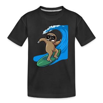 Sloth Surfer Planche de surf Planche de surf - T-shirt bio Premium Enfant - noir - Devant