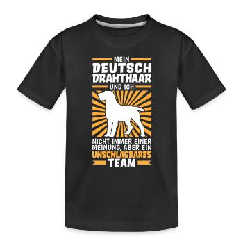 Mein Deutsch Drahthaar und Ich sind unschlagbar - Kinder Premium Bio T-Shirt - Schwarz - Vorne