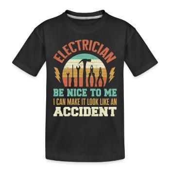 Electrician, Wireman, Electricity - Kids' Premium Organic T-Shirt - black - Front