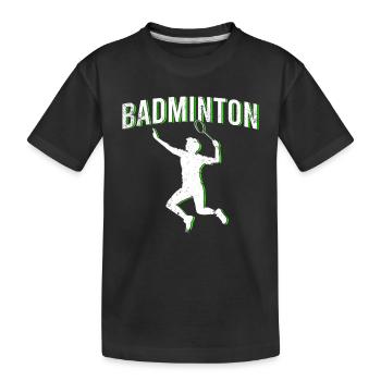 Badminton - Kinder Premium Bio T-Shirt - Schwarz - Vorne