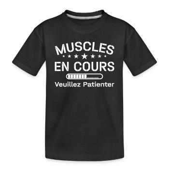 Muscles En Cours Veuillez Patienter Fitness Gym - T-shirt bio Premium Enfant - noir - Devant