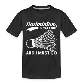 Badminton Federball - Kids' Premium Organic T-Shirt - black - Front