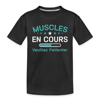 Muscles En Cours Veuillez Patienter Fitness Gym - T-shirt bio Premium Enfant - noir - Devant