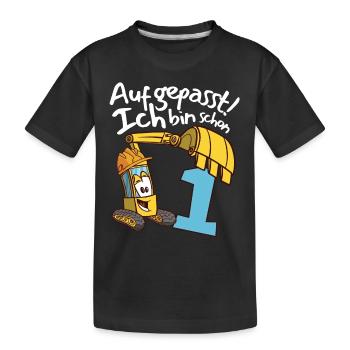 1. Geburtstag Kindergeburtstag Bagger Party - Kinder Premium Bio T-Shirt - Schwarz - Vorne