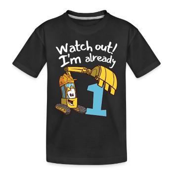1er anniversaire Anniversaire Des enfants Bagger Party - T-shirt bio Premium Enfant - noir - Devant