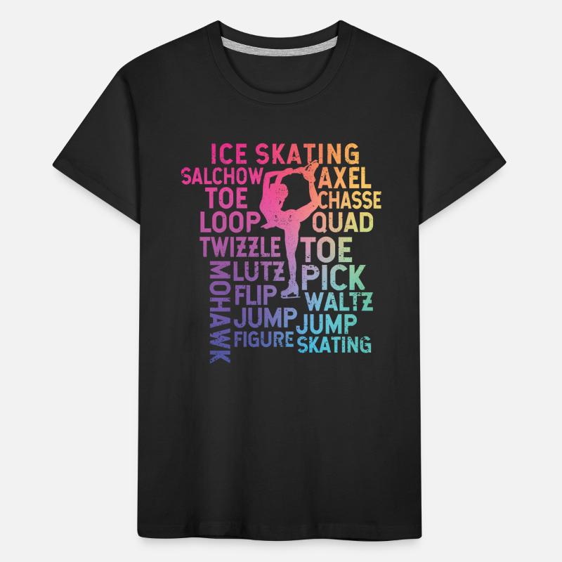 Ice Skating Theme Rainbow Typography Funny Kids' Premium Organic T-Shirt