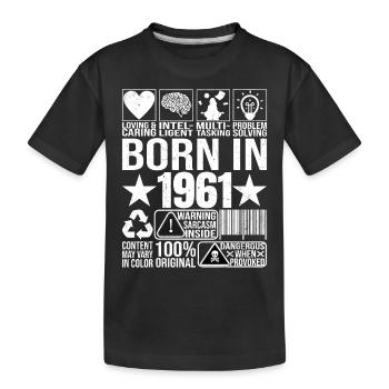 Né en 1961 Content Warning Label Barcode - T-shirt bio Premium Enfant - noir - Devant