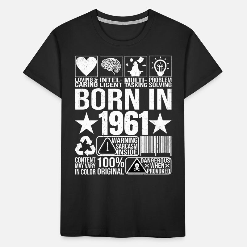 Born In 1961 Content Warning Label Barcode Kids' Premium Organic T-Shirt