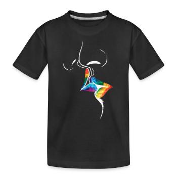 Défilé LGBTQ Rainbow Flag Kiss - T-shirt bio Premium Enfant - noir - Devant
