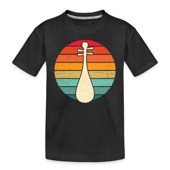Biwa Asiatisches RETRO Streich Instrument - Kinder Premium Bio T-Shirt - Schwarz - Vorne