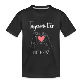 Tagesmutter mit Herz Tagesmama Geschenk - Kinder Premium Bio T-Shirt - Schwarz - Vorne