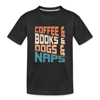 Café & Livres Et Chiens & Siestes Chien Caféiné Lo - T-shirt bio Premium Enfant - noir - Devant