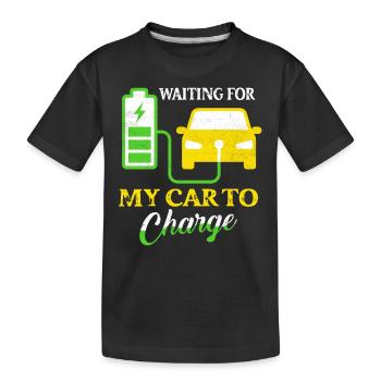 En attendant que ma voiture charge le conducteur de voiture EV Mobili - T-shirt bio Premium Enfant - noir - Devant