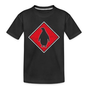Penguin Logo - Kids' Premium Organic T-Shirt - black - Front