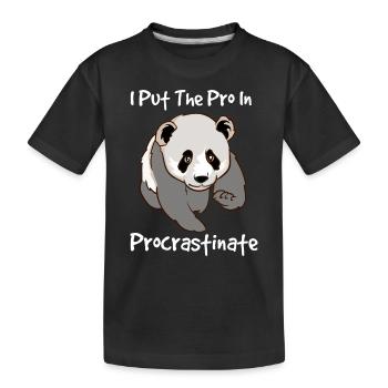 Fauler Panda I Put The Pro In Procrastinate - Kinder Premium Bio T-Shirt - Schwarz - Vorne