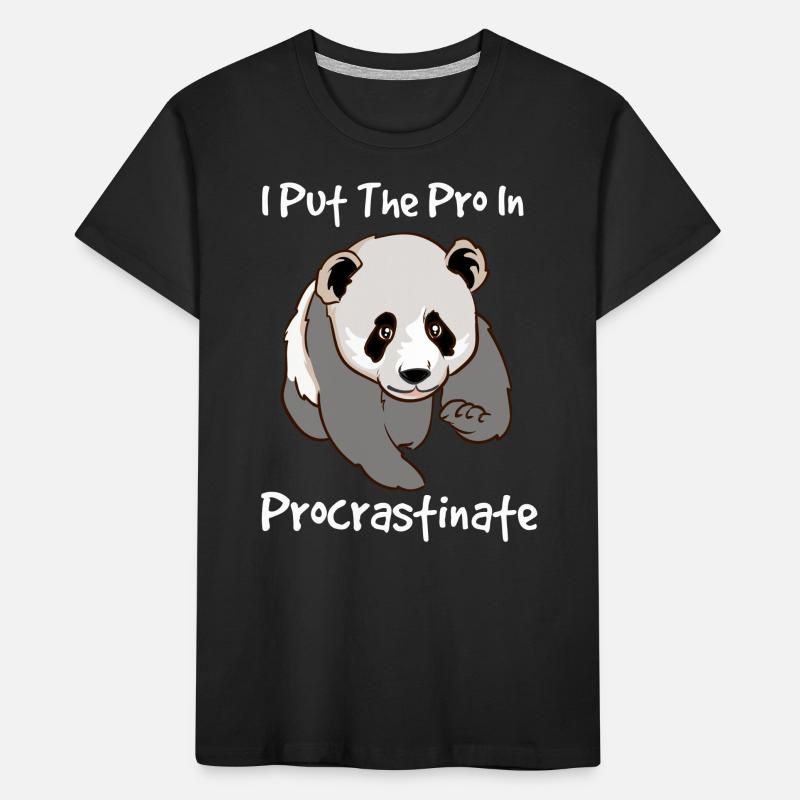 Fauler Panda I Put The Pro In Procrastinate Kinder Premium Bio T-Shirt