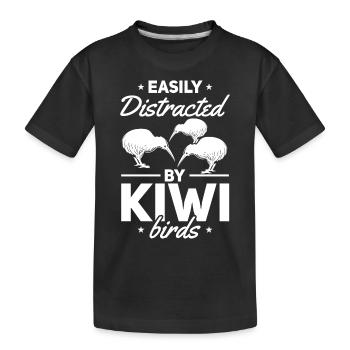 Leicht abgelenkt von Kiwi Birds Neuseeland Kiwi - Kinder Premium Bio T-Shirt - Schwarz - Vorne