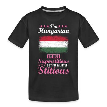 Hongrois Mme Superstitious Stitious - T-shirt bio Premium Enfant - noir - Devant
