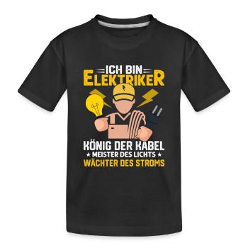 Ich Bin Elektriker König der Kabel Elektro - Kinder Premium Bio T-Shirt - Schwarz - Vorne