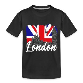 London - Kinder Premium Bio T-Shirt - Schwarz - Vorne