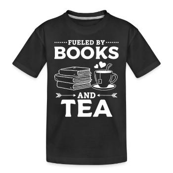 Alimenté par les livres et le thé Bookworm Lire des livres - T-shirt bio Premium Enfant - noir - Devant