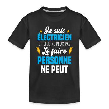 Je suis électricien - T-shirt bio Premium Enfant - noir - Devant