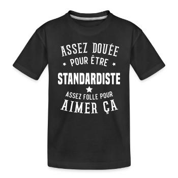 Assez douée pour être standardiste assez folle - T-shirt bio Premium Enfant - noir - Devant
