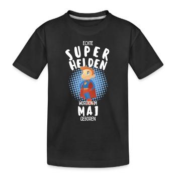 Echte Superhelden wurden im Mai geboren Junge - Kinder Premium Bio T-Shirt - Schwarz - Vorne