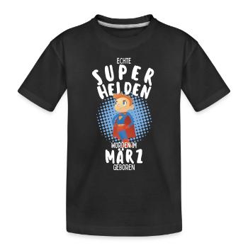 Echte Superhelden wurden im März geboren Junge - Kinder Premium Bio T-Shirt - Schwarz - Vorne