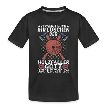 Holzfäller Förster - Kinder Premium Bio T-Shirt - Schwarz - Vorne