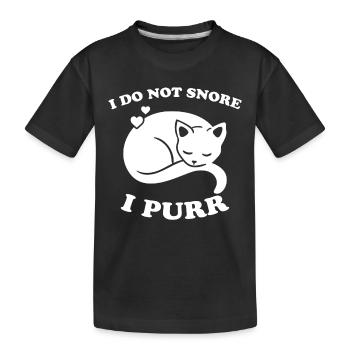 Purring Snoring Funny Saying Cat Gift - Kids' Premium Organic T-Shirt - black - Front