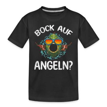 Fisch Angler Fischer Forellen Angeln - Bock auf - Kinder Premium Bio T-Shirt - Schwarz - Vorne