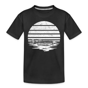 Gar Fishing Garfishing Sonnenuntergang Hornhecht - Kinder Premium Bio T-Shirt - Schwarz - Vorne