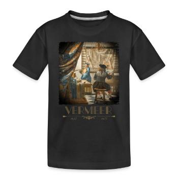 Jan Vermeer Die Malkunst Gemälde Coole Kunst - Kinder Premium Bio T-Shirt - Schwarz - Vorne