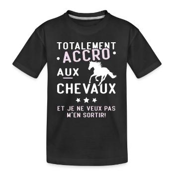Totalement accro aux chevaux - T-shirt bio Premium Enfant - noir - Devant