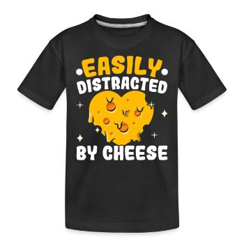 Facilement distrait par les amateurs de fromage fromage - T-shirt bio Premium Enfant - noir - Devant