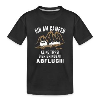 Bin am Campen Wohnwagen - Kinder Premium Bio T-Shirt - Schwarz - Vorne