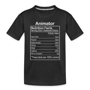 Animator nutrition facts - Kids' Premium Organic T-Shirt - black - Front