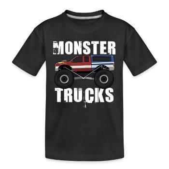 Monster Truck Große Reifen Kind Liebe I Geschenk - Kinder Premium Bio T-Shirt - Schwarz - Vorne