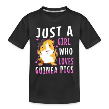 Juste une fille qui aime les cochons d’Inde - T-shirt bio Premium Enfant - noir - Devant