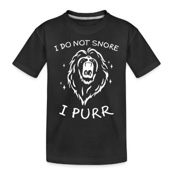 Purring Lion Funny Saying Sleeping Gift - Kids' Premium Organic T-Shirt - black - Front